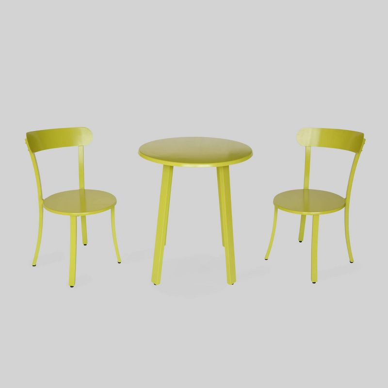Barbados 3pc Iron Bistro Set - Matte Lime Green - Christopher Knight Home, 3 of 10