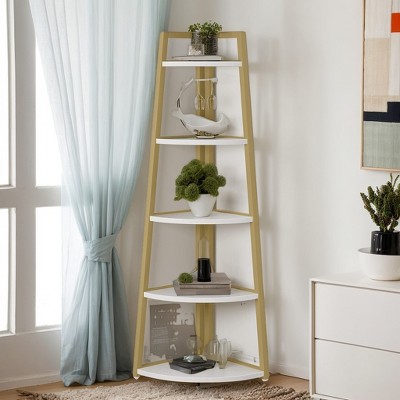 Hommoo 5-Tier Corner Shelf, 70" Tall Corner Ladder Shelf Small Bookshelf