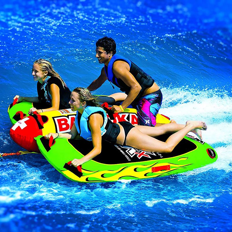 WOW Watersports Big Bazooka Steerable 1 to 4 Person Inflatable River Lake Towable Tube Float with Double Webbing Handles and Nylon Cover, 4 of 7
