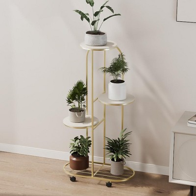 Plant Shelving Flower Pot Holder Wrought Iron Corner Multiple Planter Rack Organizer With Wheels Plant Shelves For Room Corner Balcony Garden Patio