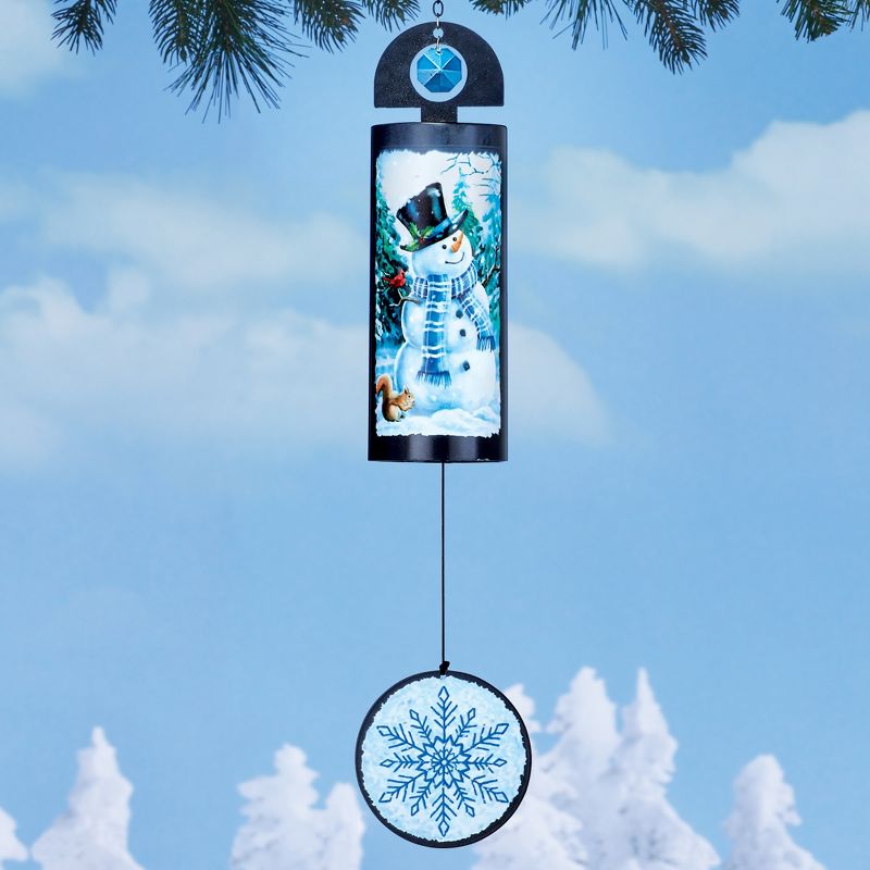 Collections Etc Snowman Cylinder Outdoor Holiday Wind Chime 3.75 X 3 X 25, 2 of 3