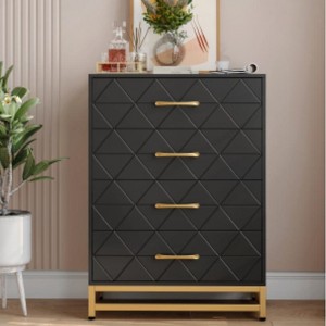 4-Drawer Chest with Triangle-Pattern Top (MDF+PB+Iron) - 1 of 2