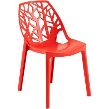 LeisureMod Cornelia Modern Plastic Dining Chair with Cut-Out Tree Design