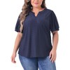 Agnes Orinda Women's Plus Size Summer Eyelet V Neck Short Sleeve Blouse - 2 of 4