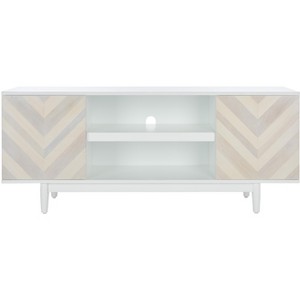 Tay 2 Shelf Pattern Media Stand - White Washed - Safavieh - 1 of 4