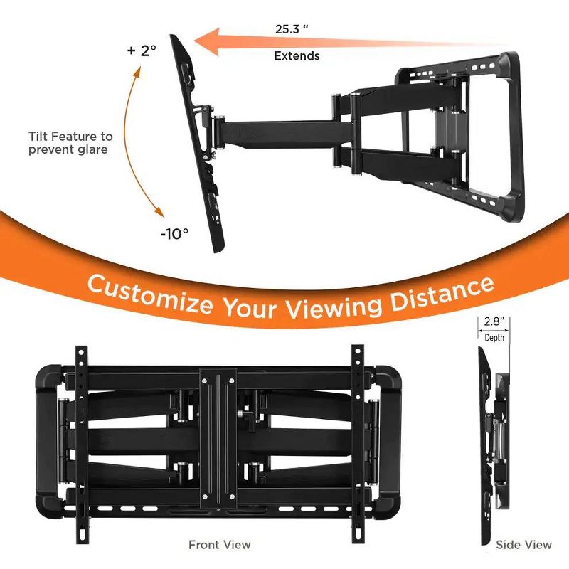 Promounts Full Motion TV Wall Mount for TVs 37" - 100" Up to 150 lbs, 3 of 5