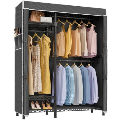VIPEK V2C Wire Garment Rack Covered Clothes Rack, Black Metal Clothing Rack with Black Oxford Fabric Cover Cover, Max Load 750LBS