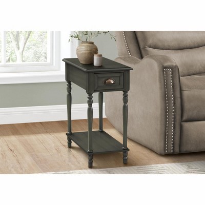 Monarch Specialties Accent Table 2 Tier Side Table End Narrow Nightstand Bedroom Lamp Storage Drawer Green Veneer Traditional