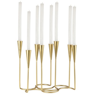 Modern Matte Gold 8-Taper Iron Candelabra