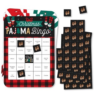 Big Dot of Happiness Christmas Pajamas - Bingo Cards and Markers - Holiday Plaid PJ Party Bingo Game - Set of 18 - 1 of 4