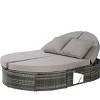 Outdoor Patio Round Daybed, Sun Bed with Adjustable Backrests and Foldable Cup Trays,Reclining Lounger with Cushions and Pillows-Coolbibila - 3 of 4