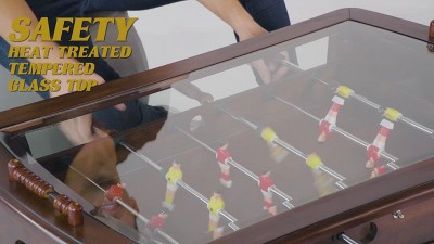 Barrington 42'' Dark Wood Foosball Coffee Table with Glass Top