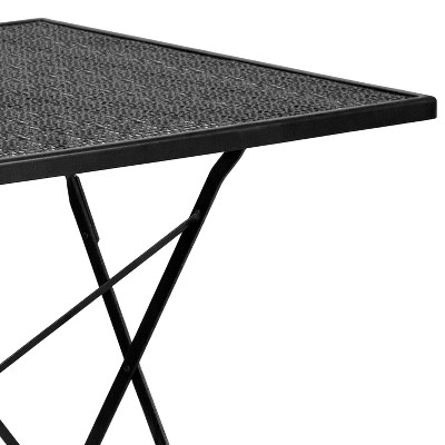 28" Black Steel Square Folding Patio Table