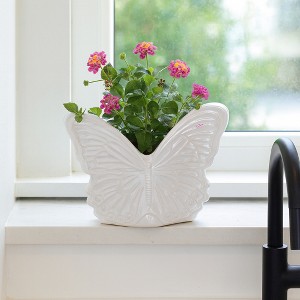 Butterfly Ceramic Planter for Decorative Flower Pots - Compact Indoor Planter for Shelf or Tabletop - Stylish Outdoor Planters for Modern Homes - 1 of 4