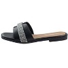 bebe Women's Slide Sandals - Slip-On Comfort with Rhinestone, Pearl, and Logo Embellished Straps - Casual Flat Sandals - 3 of 4