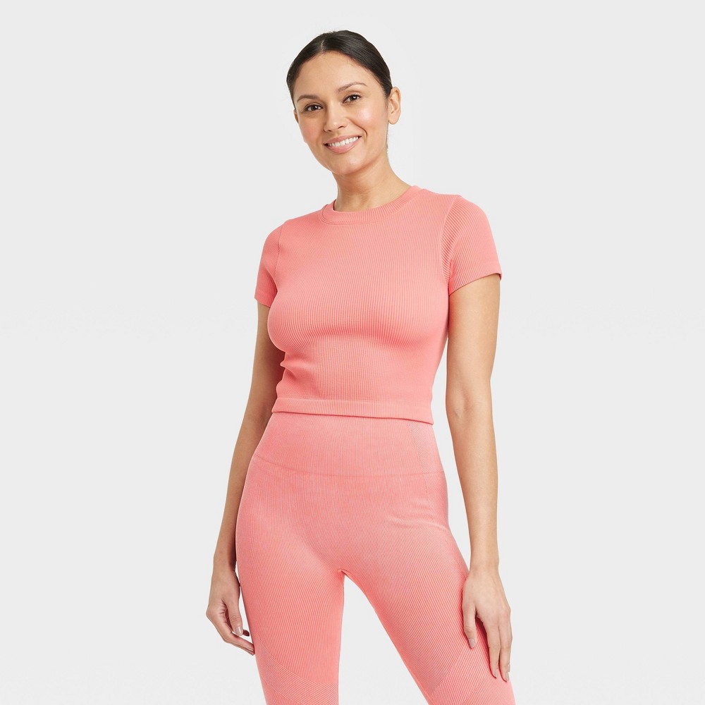 Women's Seamless Baby T-Shirt - JoyLab™ Coral Pink XL