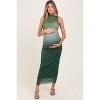 Pinkblush Forest Green Ombre Mesh Ruched Sleeveless Maternity Midi Dress - 3 of 4