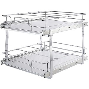 VEVOR 2 Tier 19"W x 20"D Pull Out Cabinet Organizer, Heavy Duty Slide Out Pantry Shelves, Chrome-Plated Steel Roll Out Drawers - 1 of 4