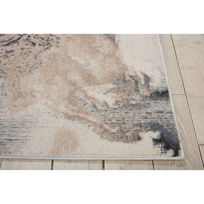 Extra Large Gray Abstract Synthetic Area Rug 9' x 12'