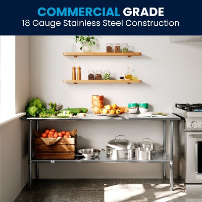 Stainless Steel 72" Professional Grade Work Table with Adjustable Undershelf