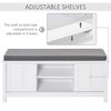 HOMCOM Entryway Shoe Bench Storage Ottoman with Sliding Doors, Adjustable Shelving, 6 Compartments, and Padded Seat, Holds 10 Pairs, White - 4 of 4