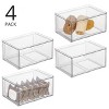 mDesign Plastic Wide Stackable Bathroom Storage Organizer, Drawer, 4 Pack, Clear - 2 of 4
