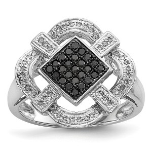 Black Bow Jewelry 1/3 Cttw Black & White Diamond Rhombus Ring in Sterling Silver - 1 of 4