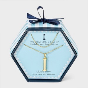 14K Gold Dipped Cubic Zirconia Duo Initial Multi-Strand Necklace - A New Day™ Gold - 1 of 4