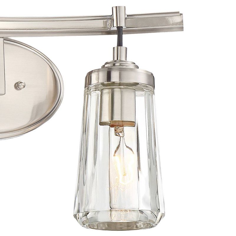 Minka Lavery Industrial Wall Light Brushed Nickel Hardwired 16" 2-Light Fixture Clear Tapered Glass for Bathroom Living Room, 3 of 4