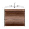 Modway Render 24" Wall-Mount Bathroom Vanity – Mid-Century Modern Floating Sink Cabinet in Walnut and White Finish - 4 of 4