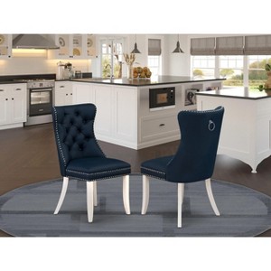East West Furniture DAP2F23 Dallas Parson Kitchen Chairs - Button Tufted Nailhead Trim Beige Red faux Leather  Dining Chairs, Set of 2, linen white - 1 of 4