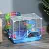 AZL1 Life Concept Pet Crate and House PawHut 2 Tier Hamster Cage with Wheel Play Tube Detachable Tray Top Handle for Pets, Blue, 12.5"*5"*19.75" - 2 of 4