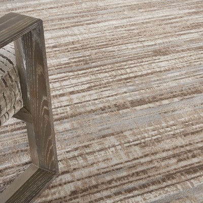 Ivory Grey Abstract Synthetic Rectangular Area Rug 8' x 11'