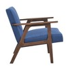 Fabric Upholstery Solid Rubberwood Contemporary Wood-Arm Accent Chair with Dacron Foam Seat, Attached Cushions and Natural Finish Frame - 3 of 4