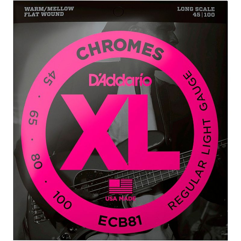 D'Addario ECB81 XL Chromes Flatwound Bass Strings, 1 of 6