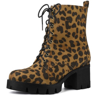 Lace up leopard on sale boots