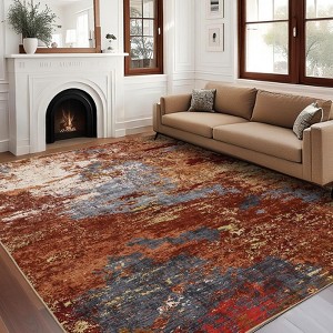 Modern Area Rugs Abstract Print Accent Carpet with Non-Slip Backing - 1 of 4