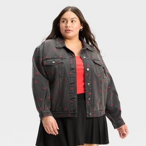 Women's Denim Oversized Trucker Jacket - Wild Fable™ Black Wash - 1 of 4