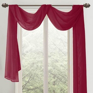 Celine Sheer 55 x 216 in. Sheer Curtain Scarf Valance Burgundy - 1 of 3