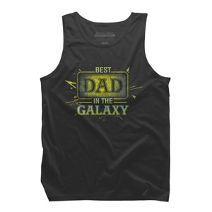 Men's Design By Humans Best Dad In Galaxy Badge By AmusingDesignCo Tank Top - 1 of 2