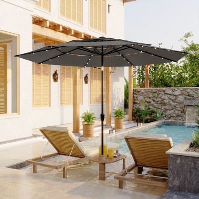 FUFU&GAGA 11FT Outdoor 3-Tier Patio Umbrella with Crank & LED Lights
