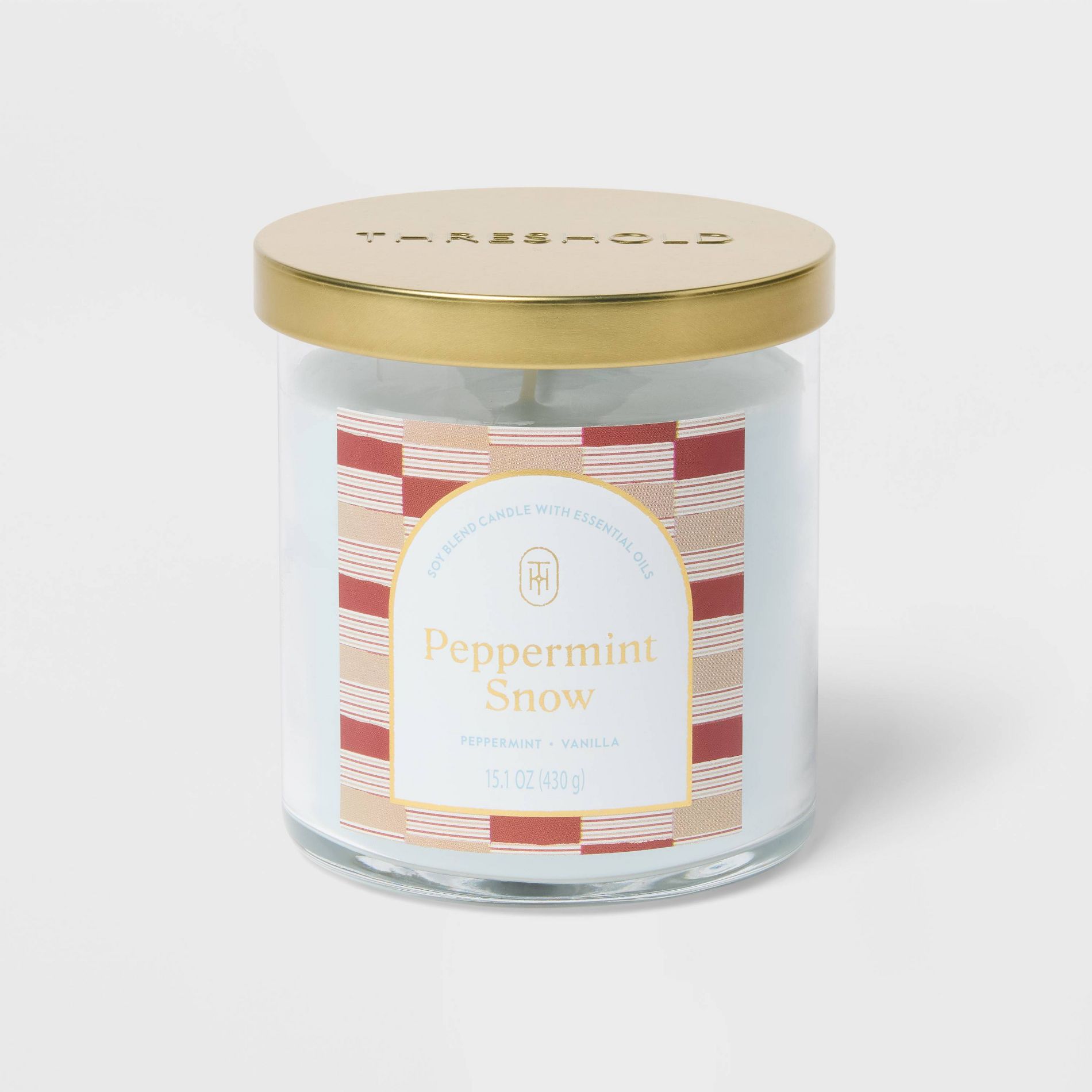 2 Wick Lidded Peppermint Snow Jar Candle 15.1oz - Threshold™
