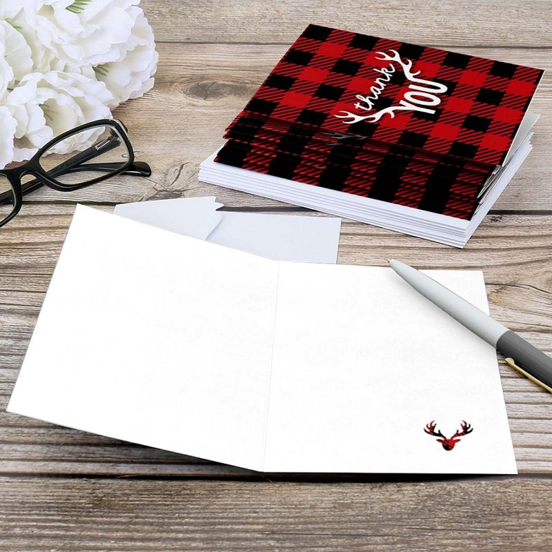 Big Dot of Happiness Prancing Plaid - Christmas and Holiday Buffalo Plaid Party Thank You Cards (8 Count), 5 of 7