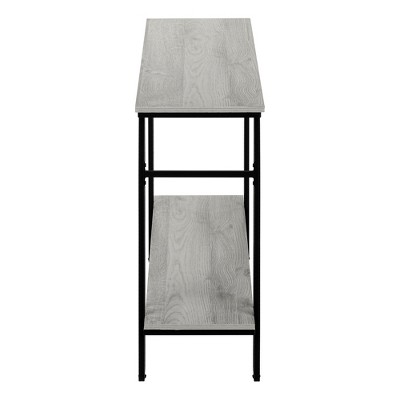 Gray and Black Metal Rectangular Console Table with Storage