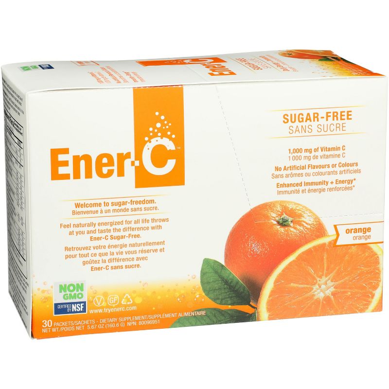 Ener-C Sugar Free Orange Flavor Multivitamin, 1000MG Vitamin C Electrolyte Drink Mix, Non-GMO, Gluten Free, 30 packets, 1 of 4