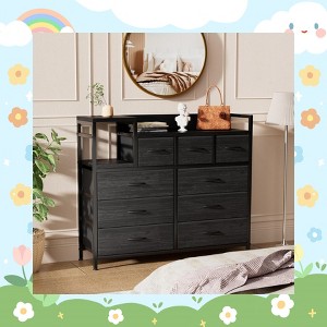 Garvee Black 9 Drawers Willow TV Stand with Charging Station,Wide TV Stand with Open Shelf - 1 of 4