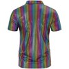 BLUEMING Mens Shirt Short Sleeve Polo Vintage Sequin Metallic 70s Outfits Party Costume Top - 4 of 4