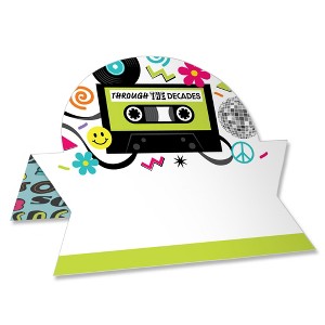 Big Dot of Happiness Through the Decades - 50s, 60s, 70s, 80s, and 90s Party Tent Buffet Card - Table Setting Name Place Cards - Set of 24 - 1 of 4