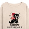 Women's - Instant Message - Kitten Meowy Christmas Lightweight French Terry Wide Neck Long Sleeve Shirt - 2 of 4