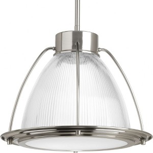 Progress Lighting Prismatic 1-Light Pendant, Brushed Nickel, Prismatic Glass Shade, Steel, LED, 3000K, 448 Lumens - 1 of 4